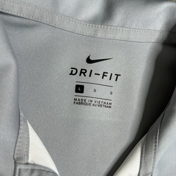 NIKE DRI-FIT Gray White Colorblock Golf Polo Short Sleeve Shirt Men’s - Picture 2 of 7